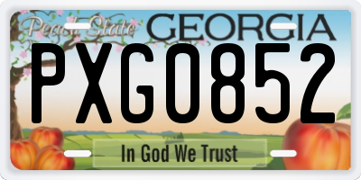GA license plate PXG0852