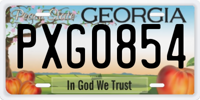 GA license plate PXG0854