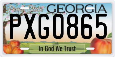 GA license plate PXG0865