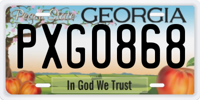 GA license plate PXG0868