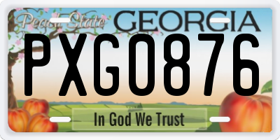 GA license plate PXG0876