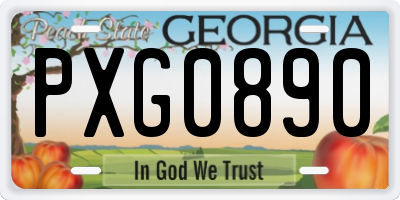 GA license plate PXG0890