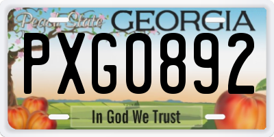 GA license plate PXG0892