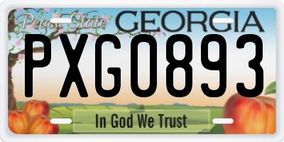 GA license plate PXG0893