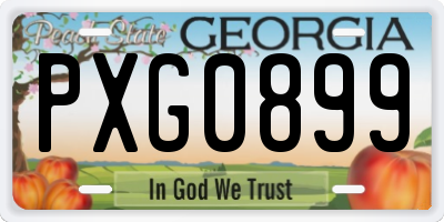 GA license plate PXG0899