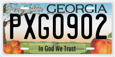 GA license plate PXG0902