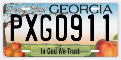 GA license plate PXG0911