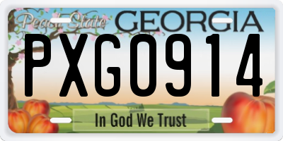 GA license plate PXG0914