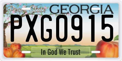 GA license plate PXG0915