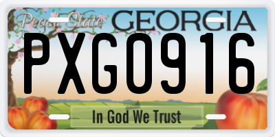 GA license plate PXG0916