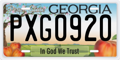 GA license plate PXG0920