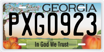 GA license plate PXG0923
