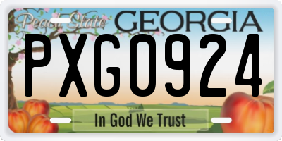 GA license plate PXG0924