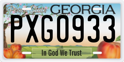 GA license plate PXG0933