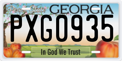 GA license plate PXG0935