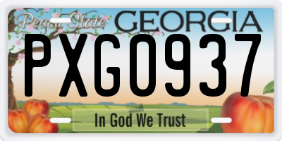GA license plate PXG0937