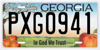 GA license plate PXG0941