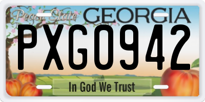 GA license plate PXG0942
