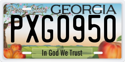 GA license plate PXG0950