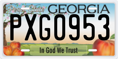 GA license plate PXG0953