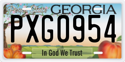 GA license plate PXG0954