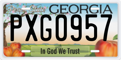 GA license plate PXG0957
