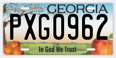 GA license plate PXG0962