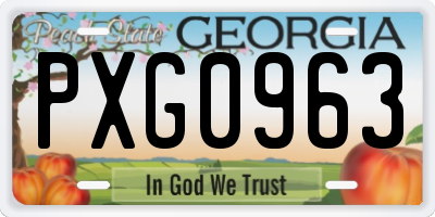 GA license plate PXG0963