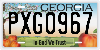 GA license plate PXG0967
