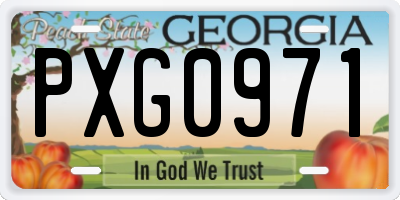 GA license plate PXG0971