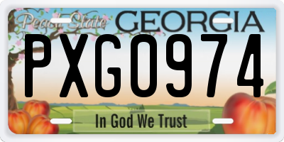 GA license plate PXG0974