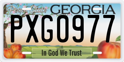 GA license plate PXG0977