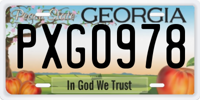 GA license plate PXG0978