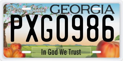 GA license plate PXG0986