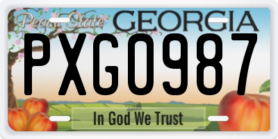 GA license plate PXG0987