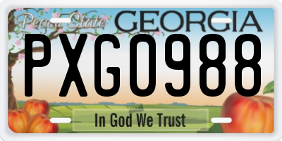GA license plate PXG0988