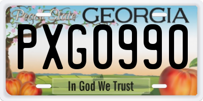 GA license plate PXG0990