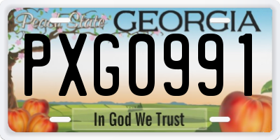 GA license plate PXG0991
