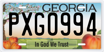 GA license plate PXG0994