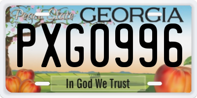 GA license plate PXG0996