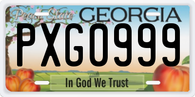 GA license plate PXG0999