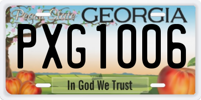 GA license plate PXG1006