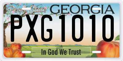 GA license plate PXG1010