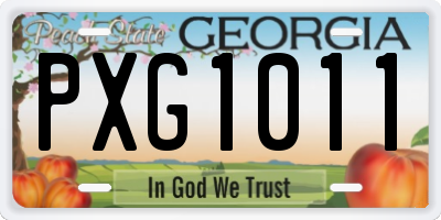 GA license plate PXG1011