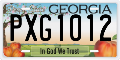 GA license plate PXG1012