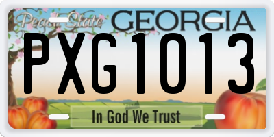 GA license plate PXG1013