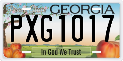 GA license plate PXG1017