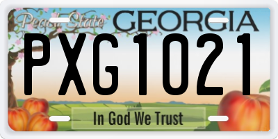 GA license plate PXG1021