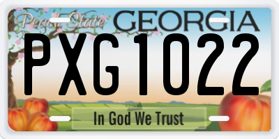 GA license plate PXG1022