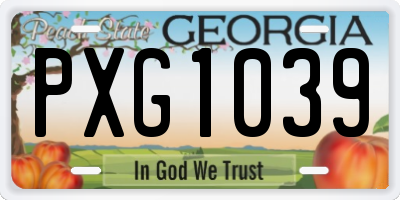 GA license plate PXG1039